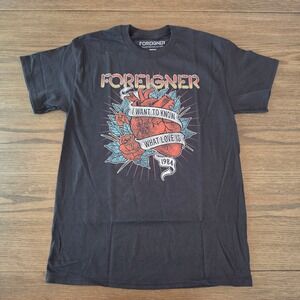 Foreigner I Want to Know What Love Is 1984 Band T-Shirt Mens Medium Black Cotton